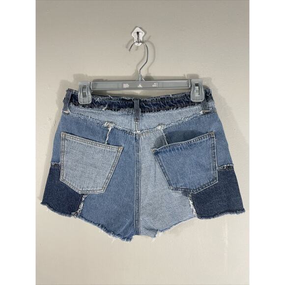 Wild Fable Patchwork Cut Off Shorts High Rise Button Fly Blue Denim Jean Short 4 - Picture 2 of 9